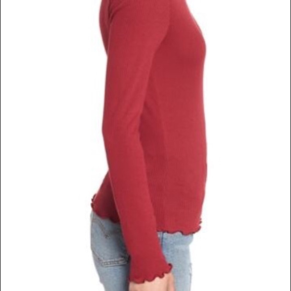 BP. Slim Rib Long Sleeve Tee Red Rumba - Picture 3 of 4